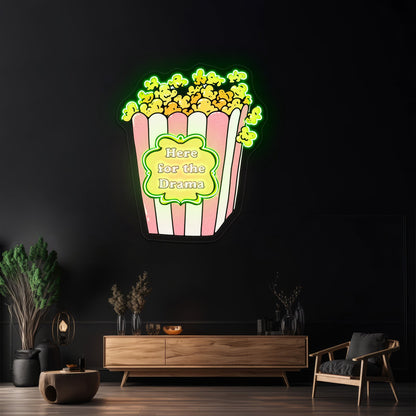 Here For The Drama Popcorn Neon Signs For Business - Shineneon