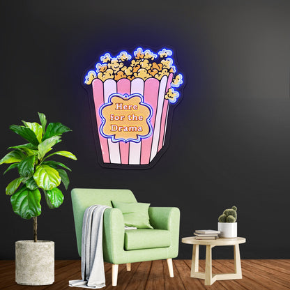 Here For The Drama Popcorn Neon Signs For Business - Shineneon