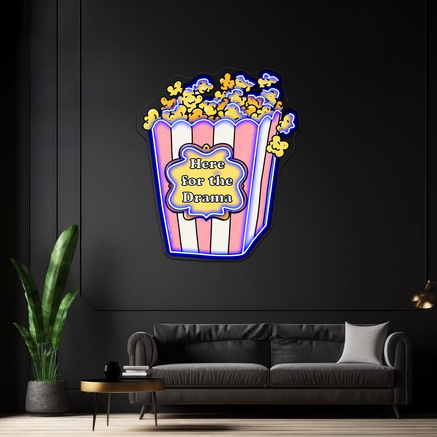 Here For The Drama Popcorn Neon Signs For Business