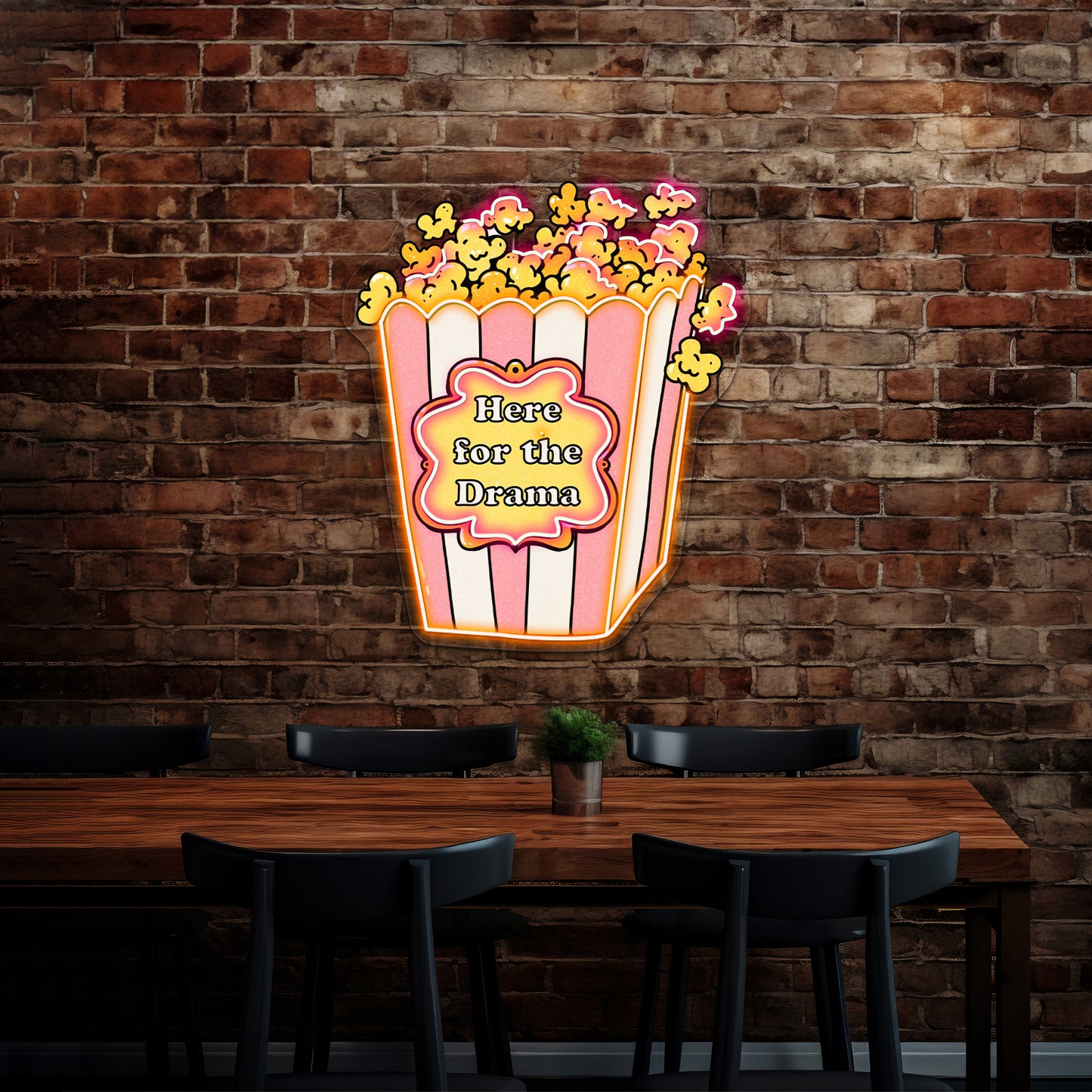 Here For The Drama Popcorn Neon Signs For Business