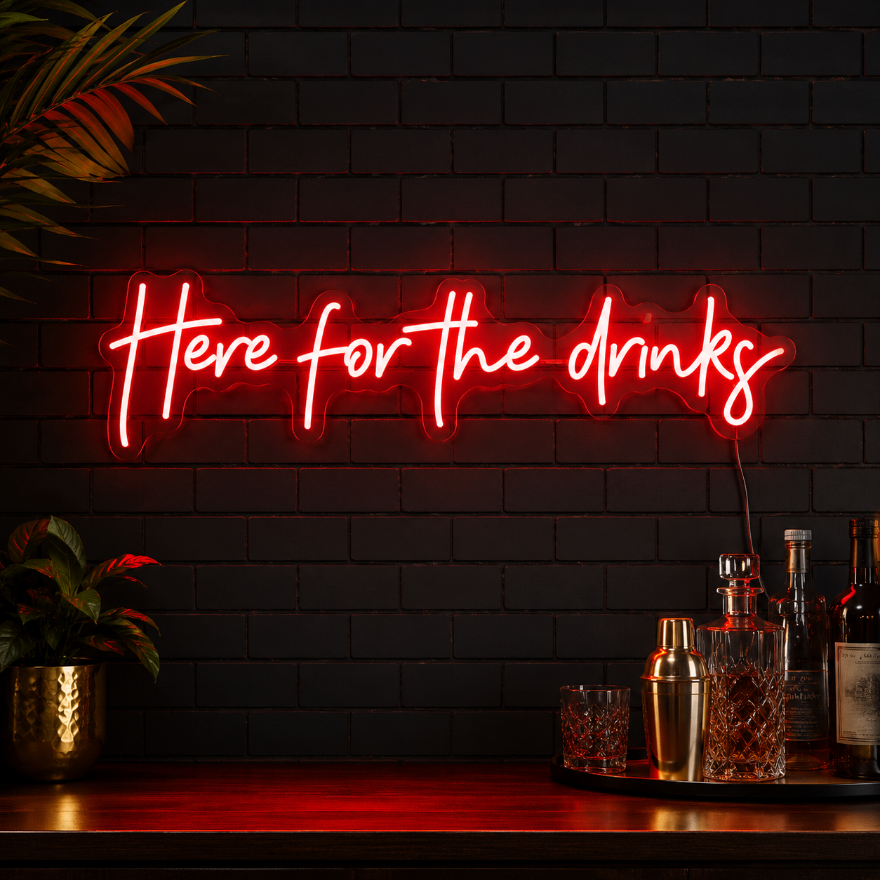 Here For The Drinks Wall Decor LED Neon Sign - 02 High-Converting Product Image