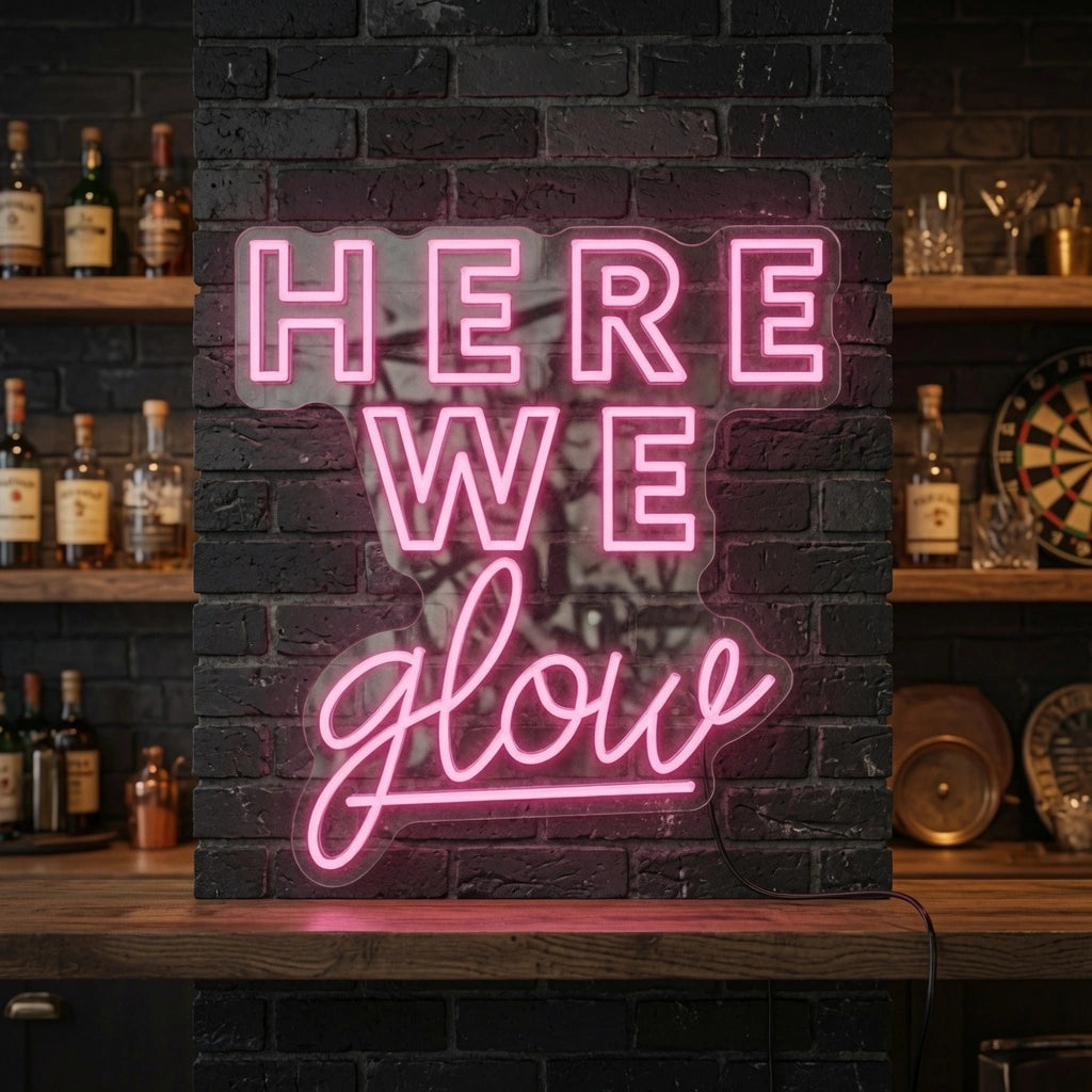 Here We Glow LED Neon Sign Wall Neon Sign - 03 Real Lifestyle Scene