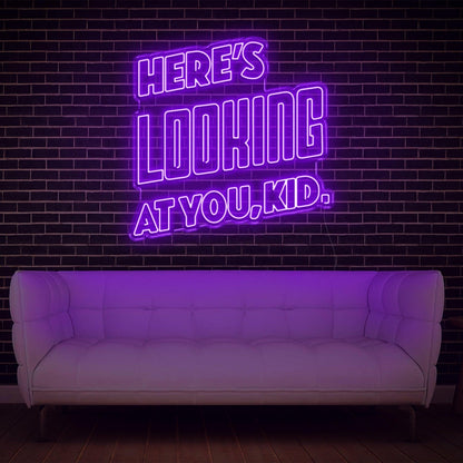 Heres Looking At You Kid Blue Retro Led Neon Sign For Modern Indoor Wall Decor | Shineneon