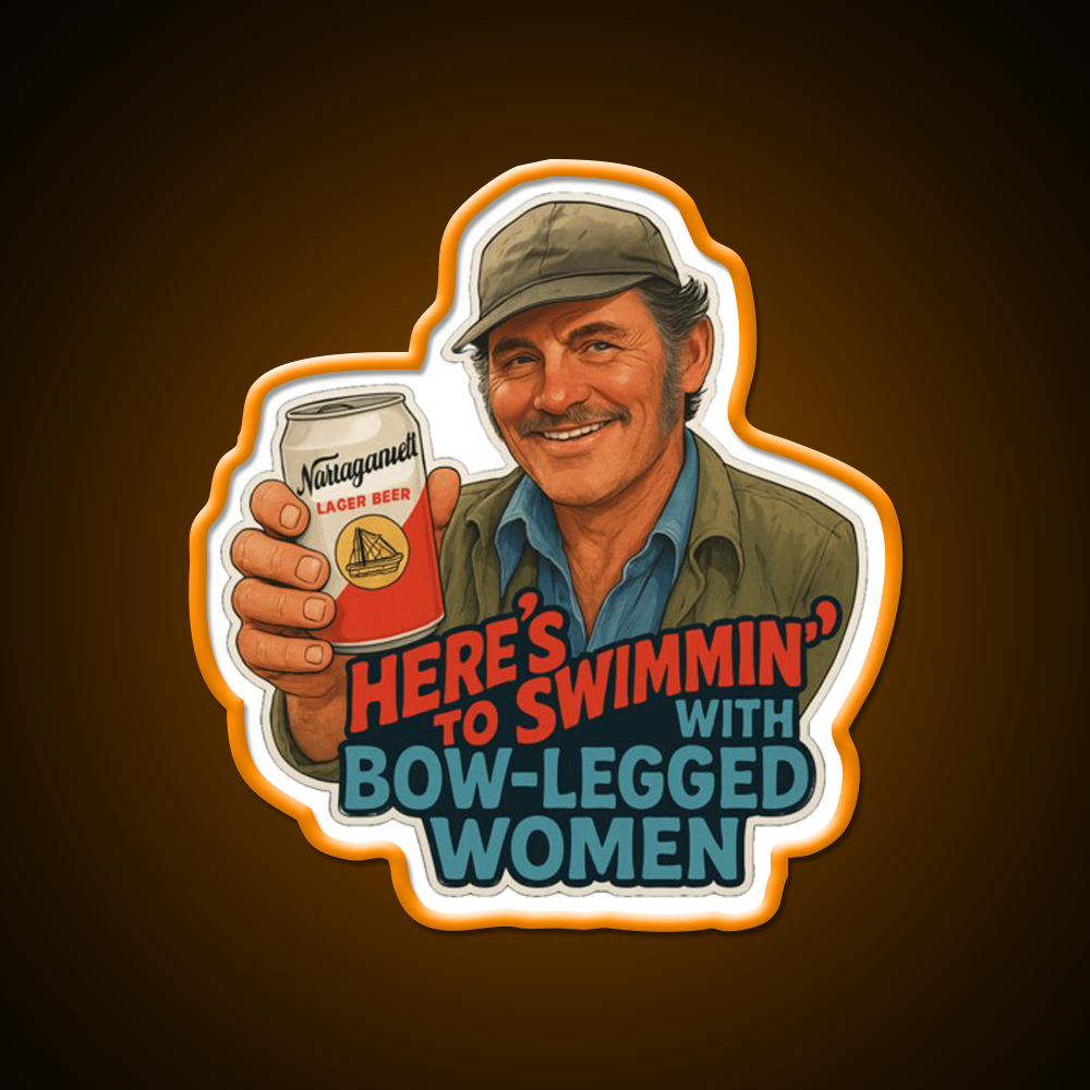 Heres To Swimmin Quint Jaws Movie Quote Beer Bar Decor Led Neon Sign Rgb Color - LED neon sign view 6