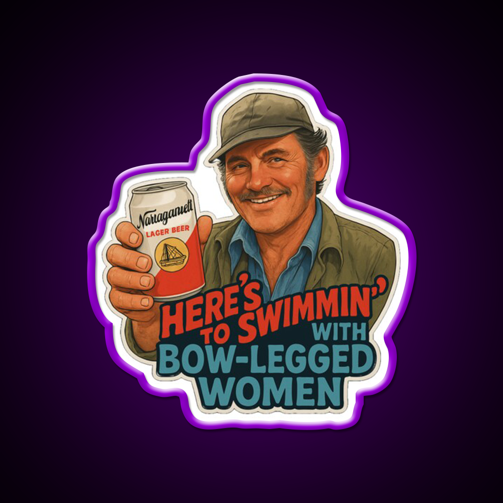 Heres To Swimmin Quint Jaws Movie Quote Beer Bar Decor Led Neon Sign Rgb Color - LED neon sign view 9