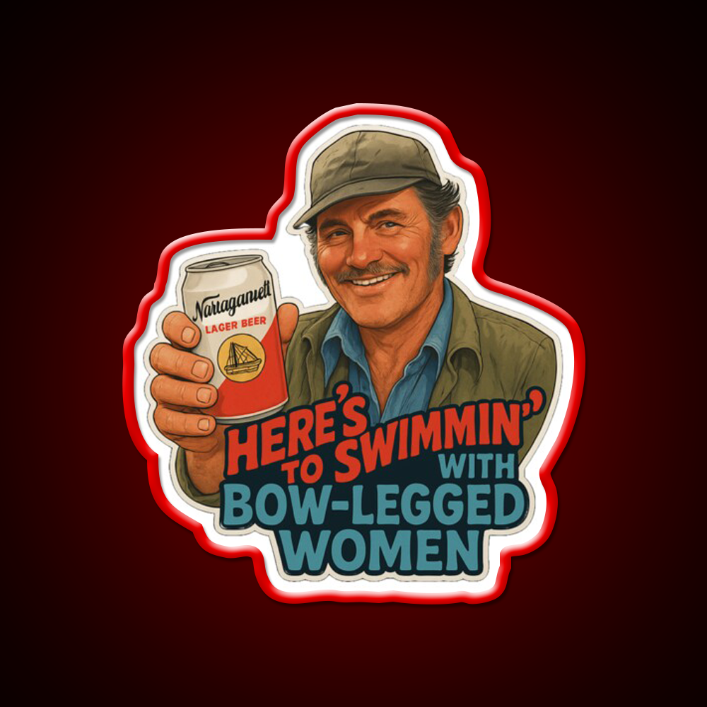 Heres To Swimmin Quint Jaws Movie Quote Beer Bar Decor Led Neon Sign Rgb Color - LED neon sign view 10