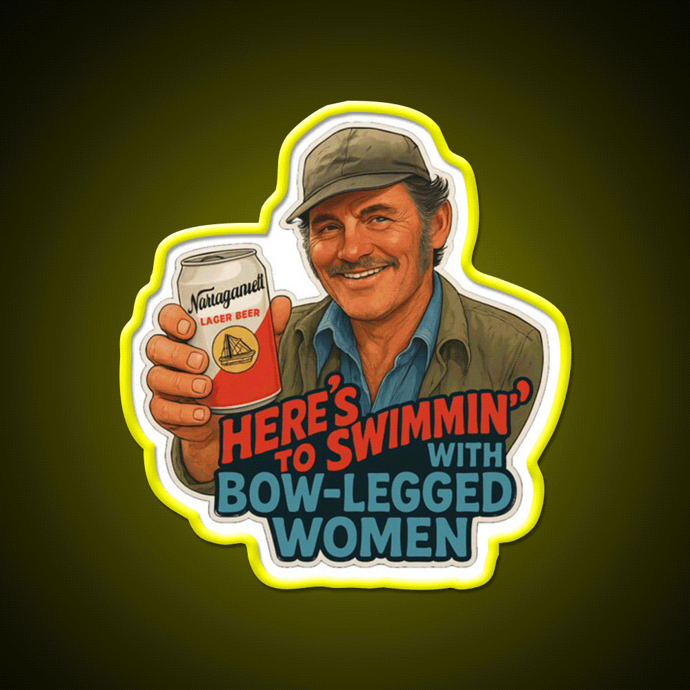 Heres To Swimmin Quint Jaws Movie Quote Beer Bar Decor Led Neon Sign Rgb Color - Custom LED neon sign front view