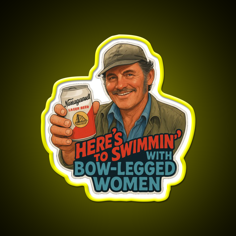 Heres To Swimmin Quint Jaws Movie Quote Beer Bar Decor Led Neon Sign Rgb Color - LED neon sign view 7