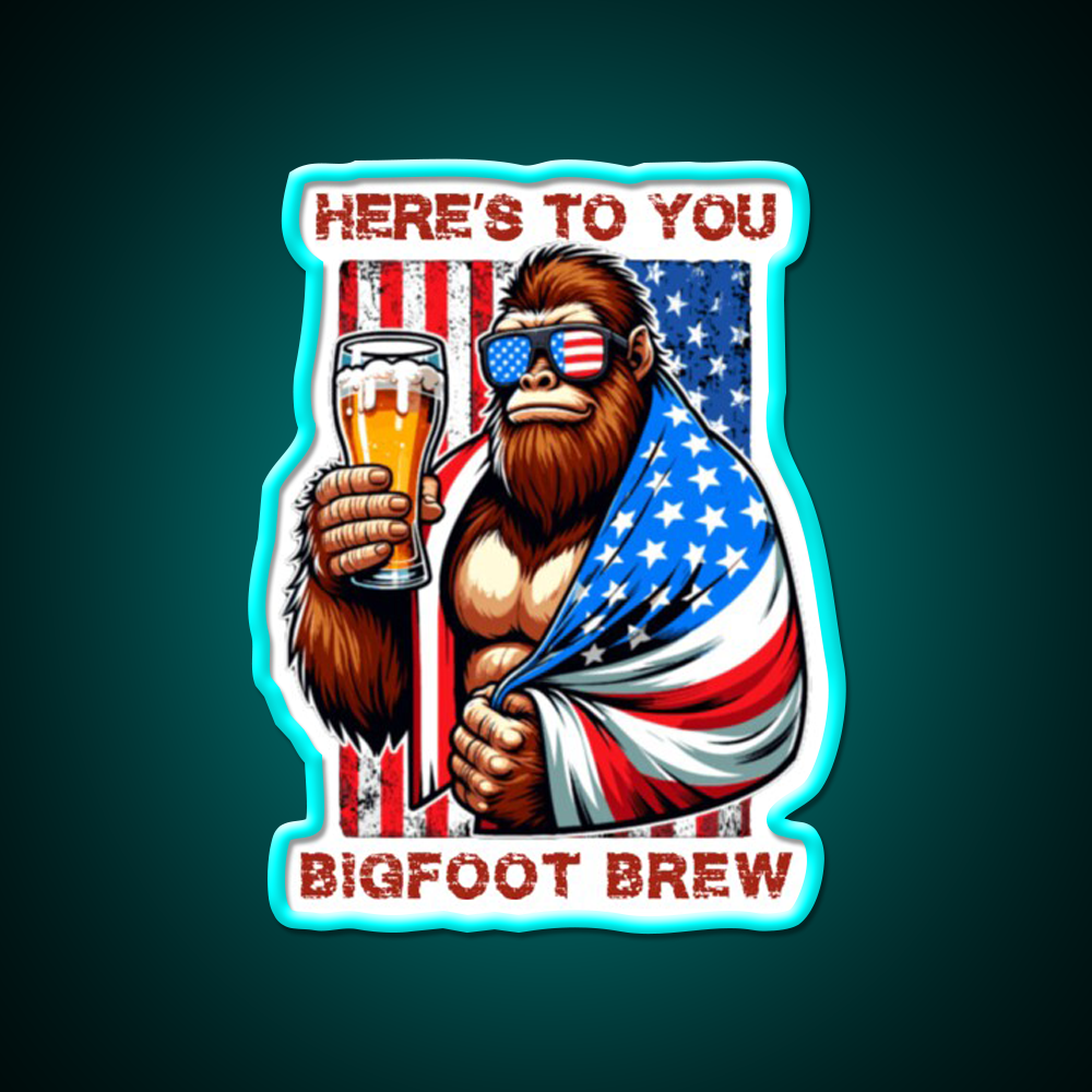 Heres To You Bigfoot Brew Beer Bar Decor Led Neon Sign Rgb Color - Size and dimension reference