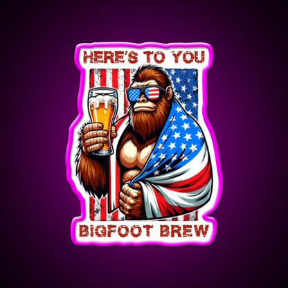 Heres To You Bigfoot Brew Beer Bar Decor Led Neon Sign Rgb Color - Neon sign mounted on wall in room