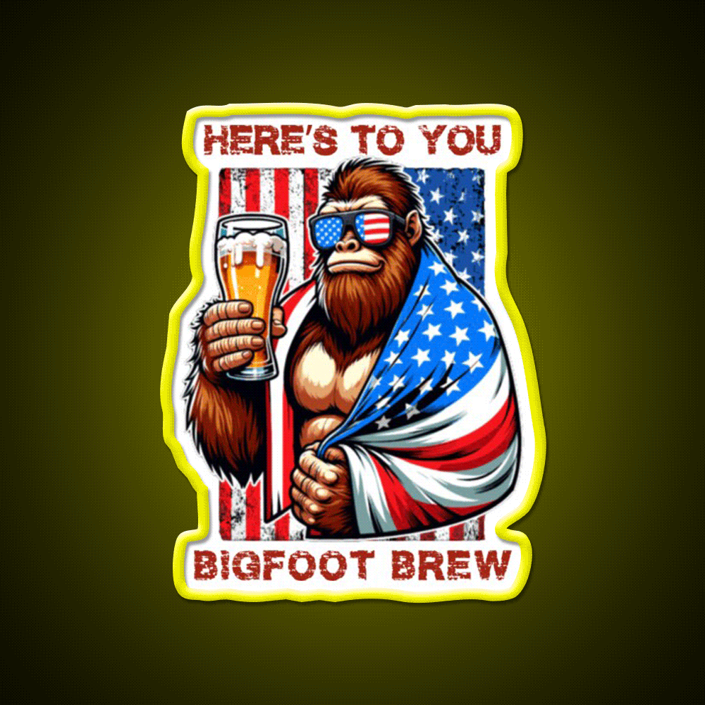 Heres To You Bigfoot Brew Beer Bar Decor Led Neon Sign Rgb Color - Custom LED neon sign front view