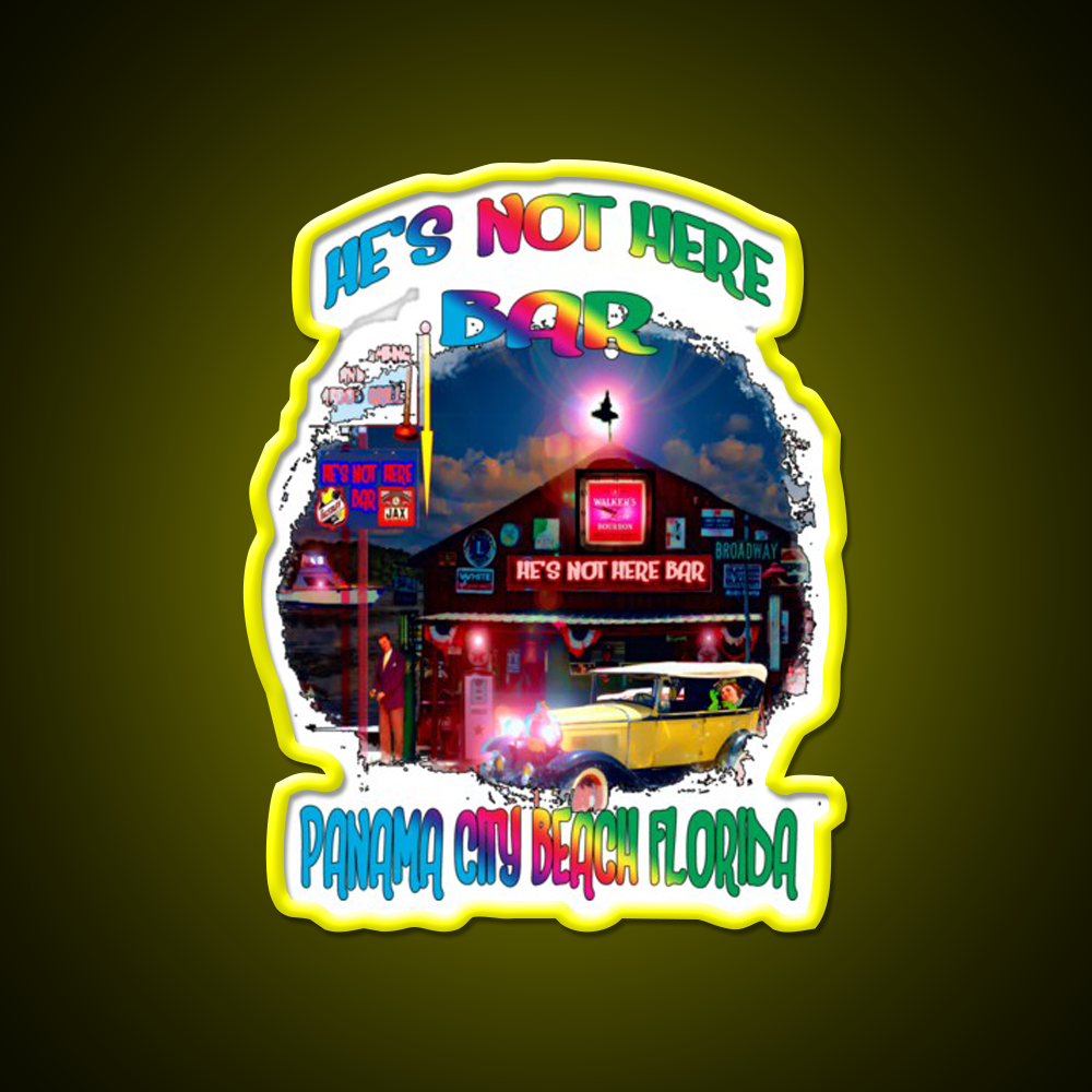 Hes Not Here Bar Shirt Man Cave Bar Led Neon Sign Rgb Color
