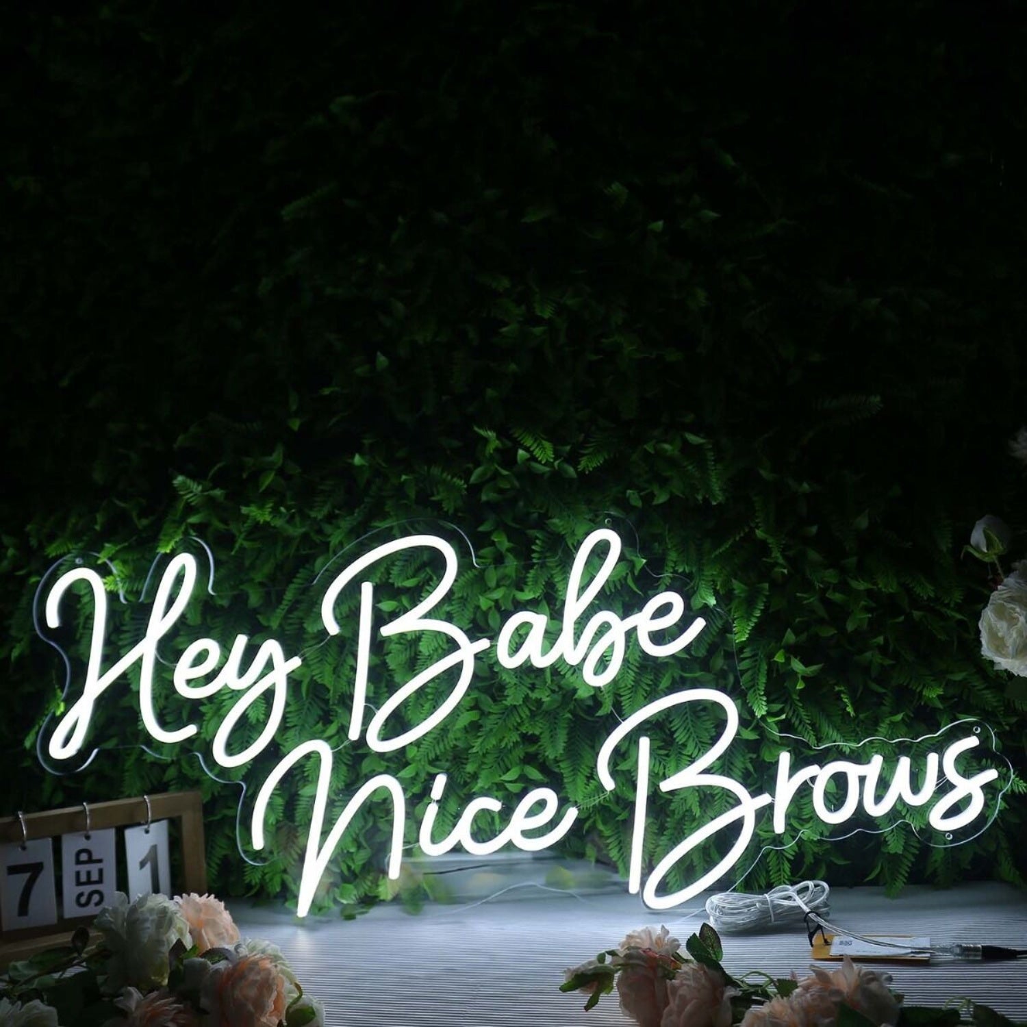 Hey Babe Nice Brows White Neon Sign | Shineneon