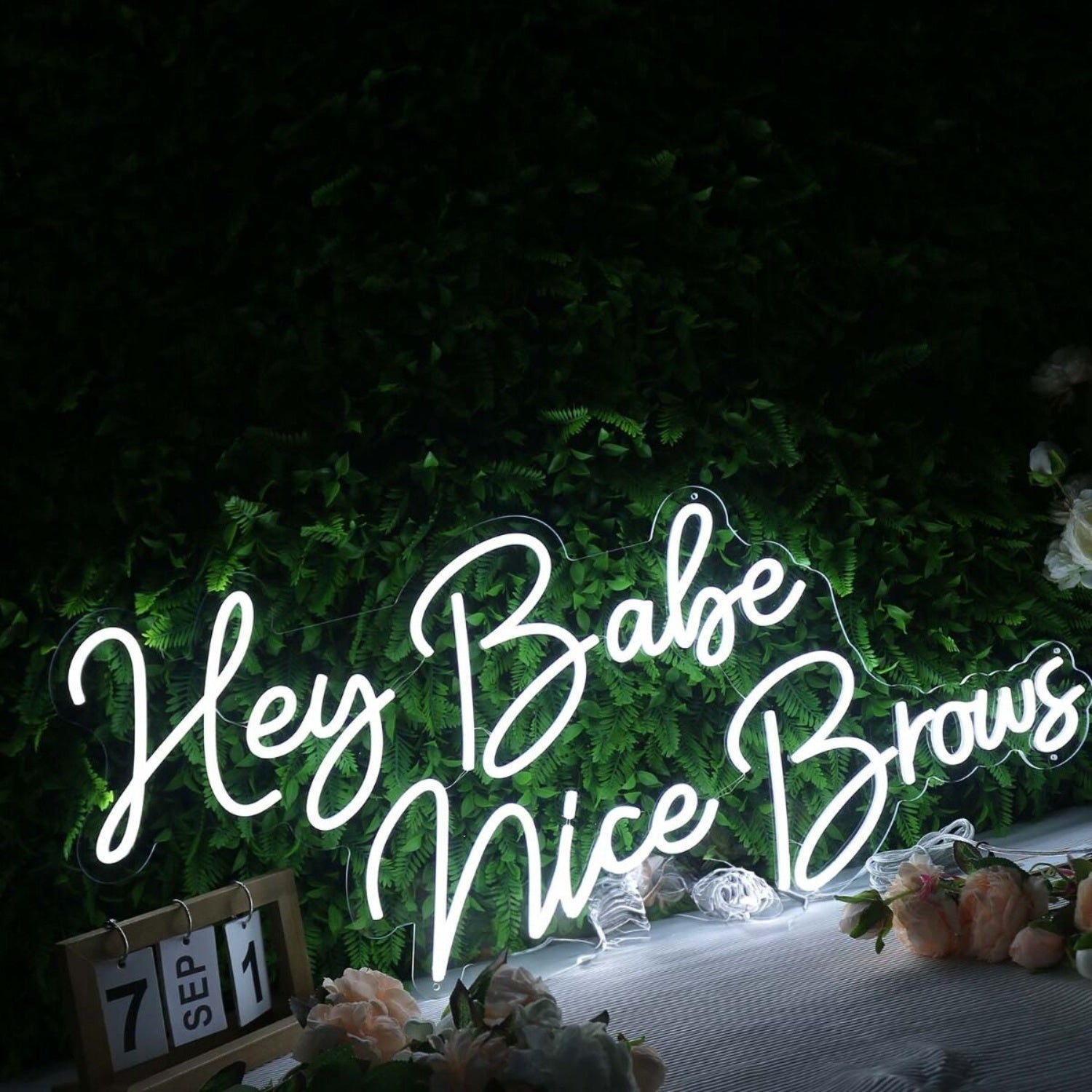 Hey Babe Nice Brows White Neon Sign | Shineneon