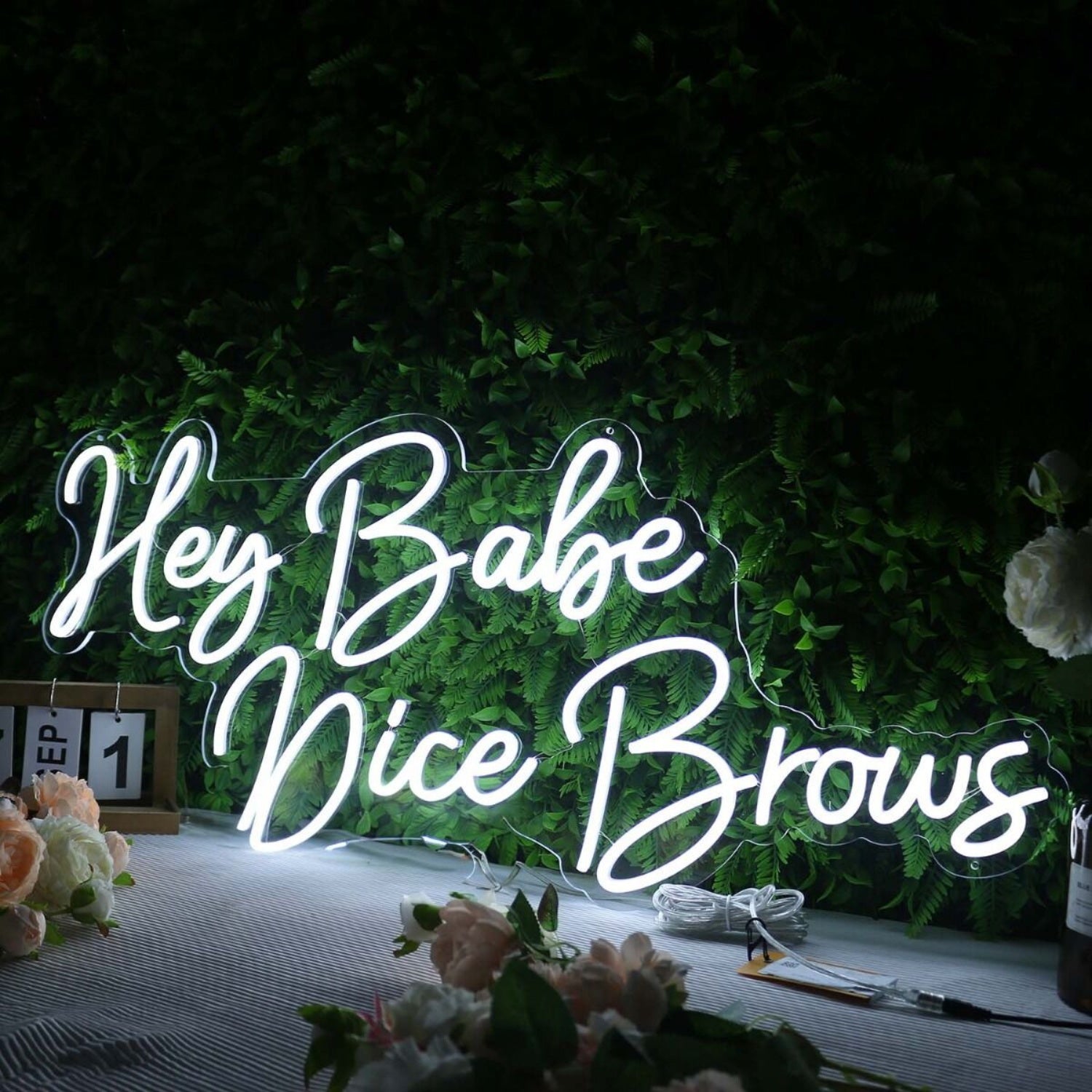 Hey Babe Nice Brows White Neon Sign | Shineneon