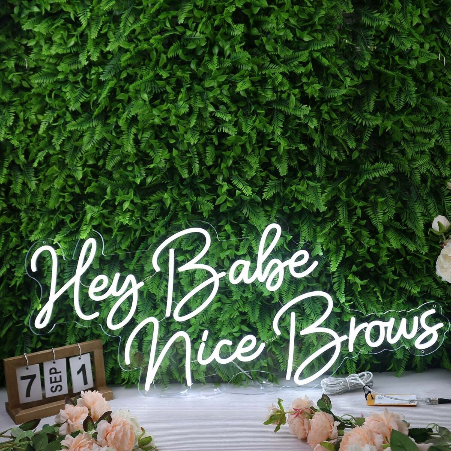 Hey Babe Nice Brows White Neon Sign | Shineneon