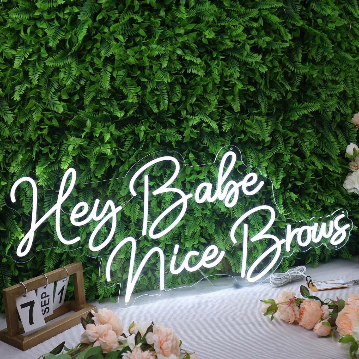 Hey Babe Nice Brows White Neon Sign | Shineneon