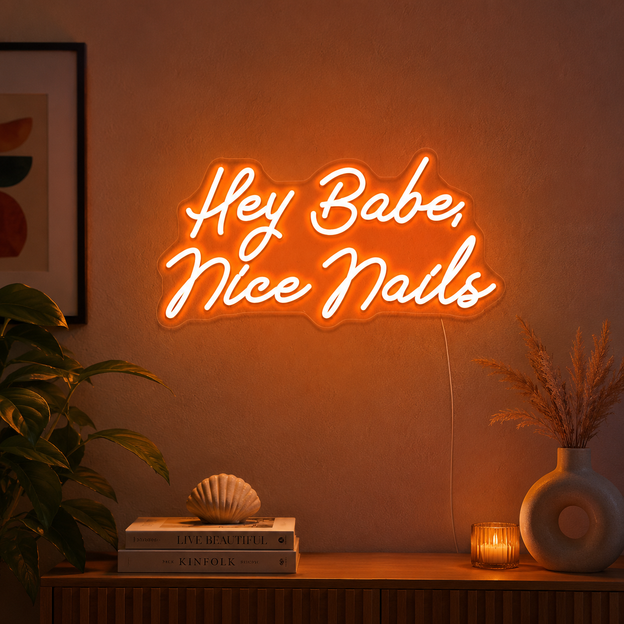 Hey Babe Nice Nails LED Neon Sign - 01 Original Product Image