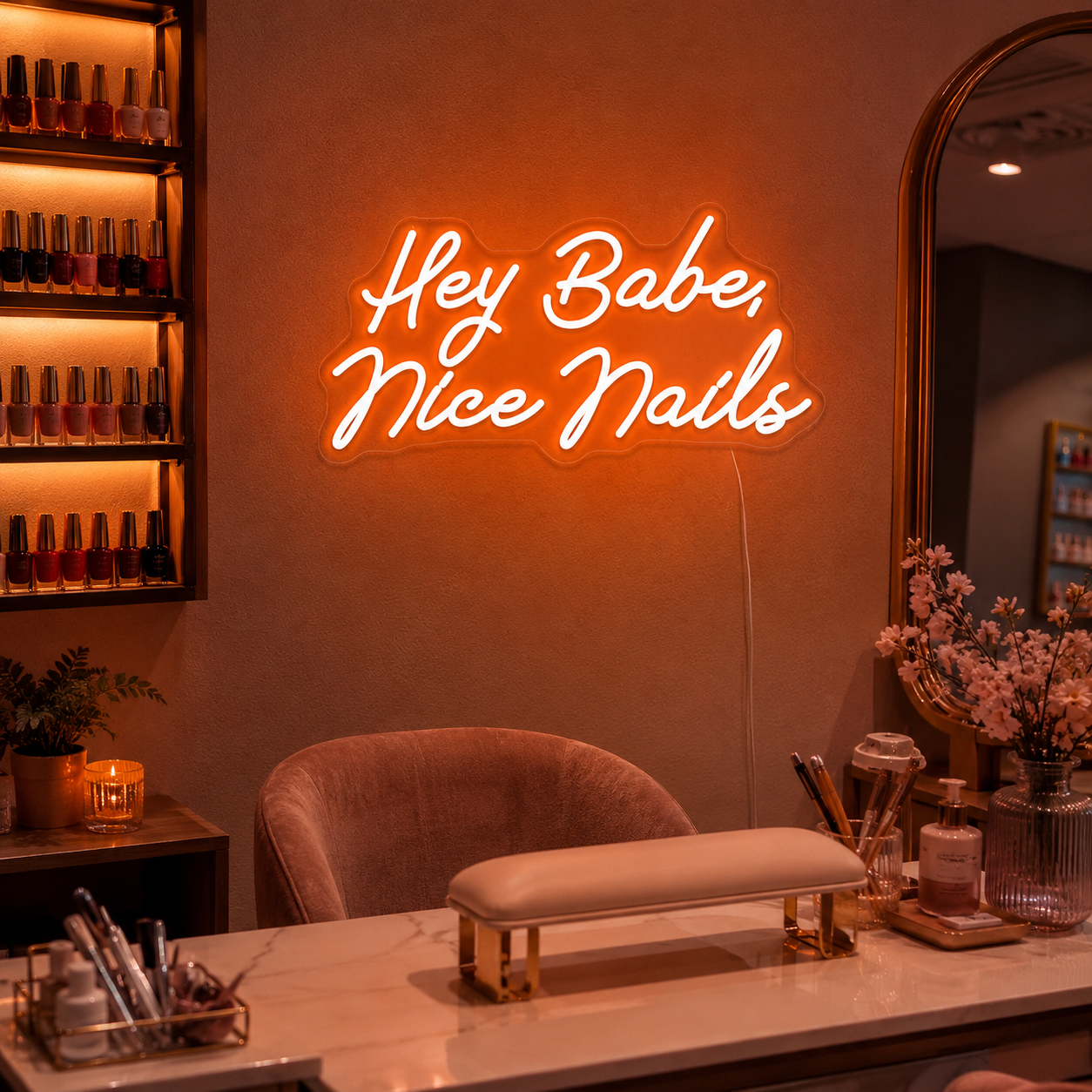 Hey Babe Nice Nails LED Neon Sign - 02 High-Converting Product Image