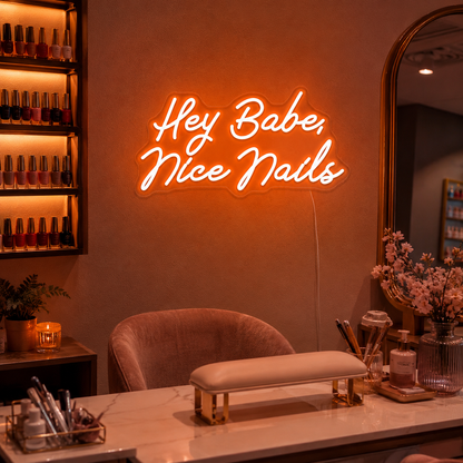 Hey Babe Nice Nails LED Neon Sign - 02 High-Converting Product Image