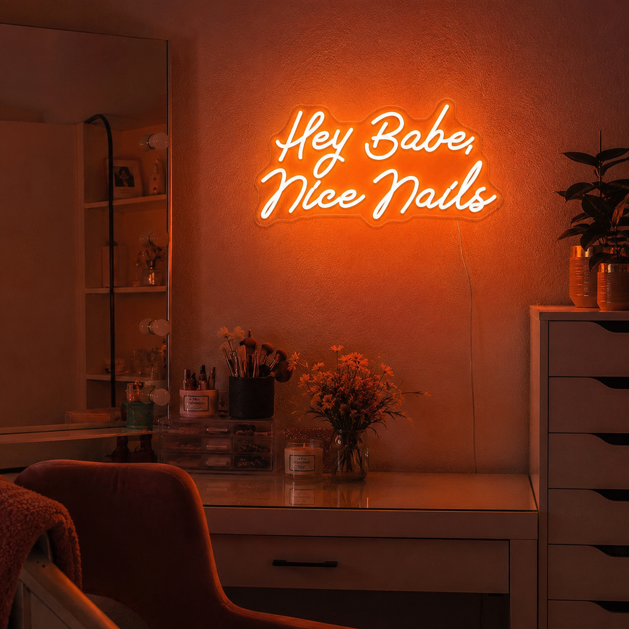 Hey Babe Nice Nails LED Neon Sign - 03 Real Lifestyle Scene