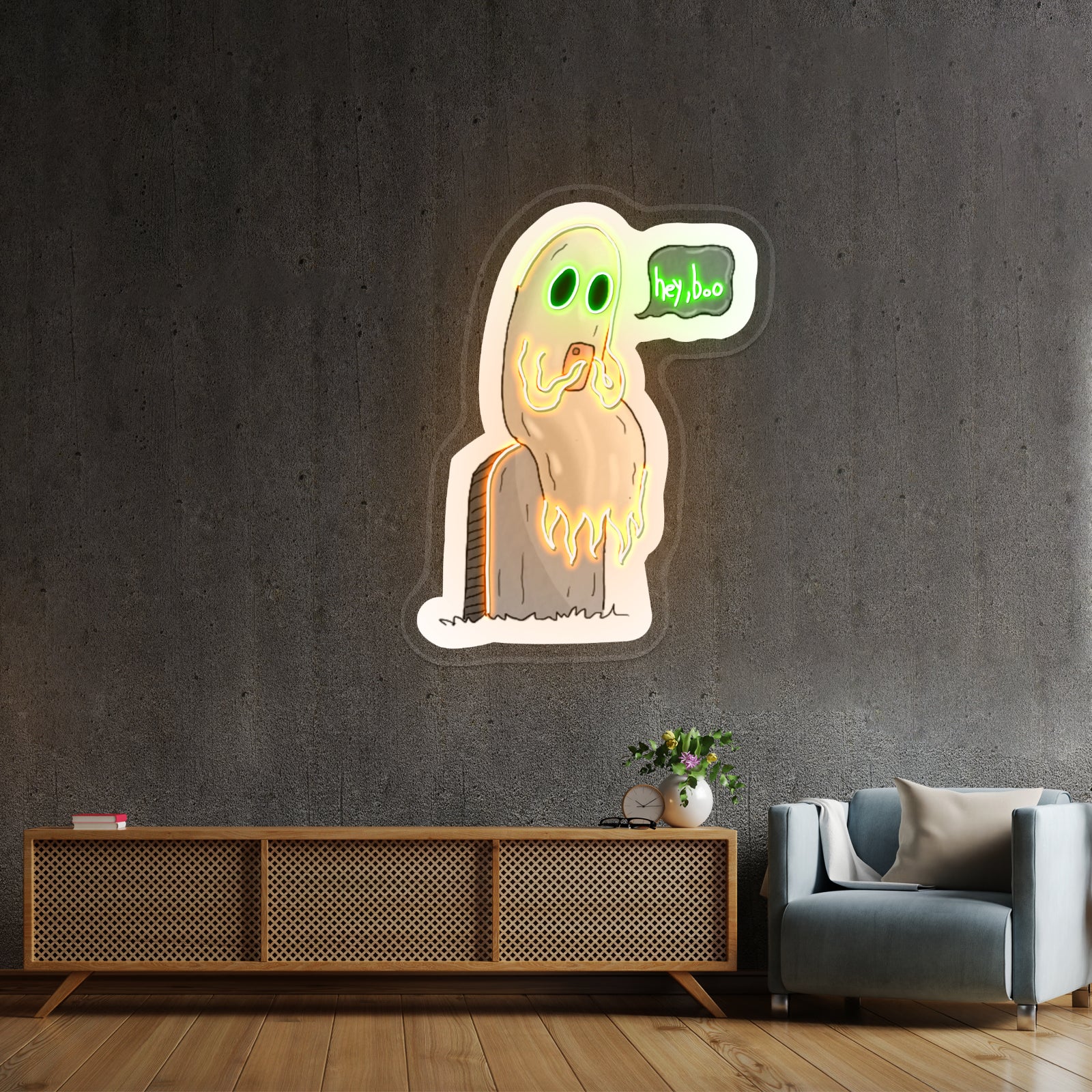 Hey Boo Ghost Halloween Neon Signs
