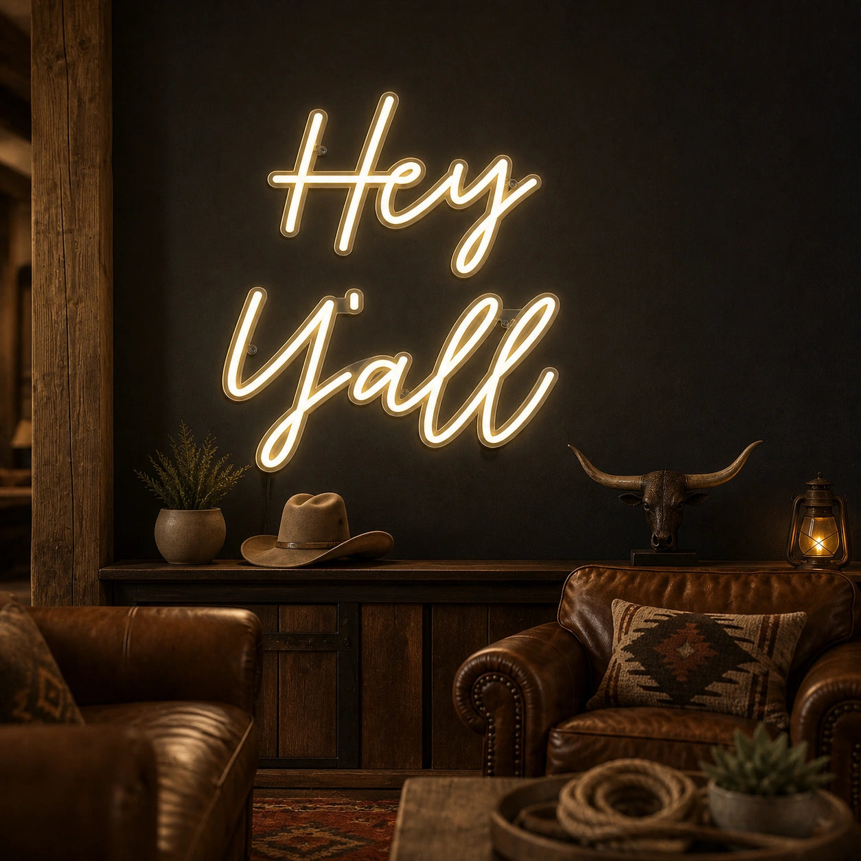 Hey Yall Vintage LED Neon Sign real lifestyle scene