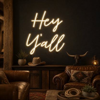 Hey Yall Vintage LED Neon Sign real lifestyle scene