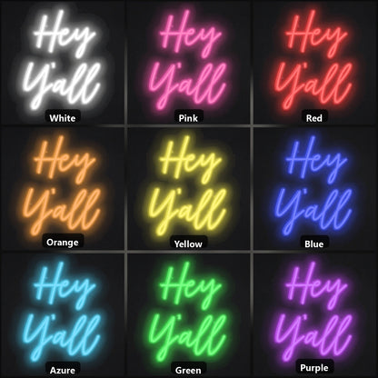 Hey Yall Vintage LED Neon Sign color grid