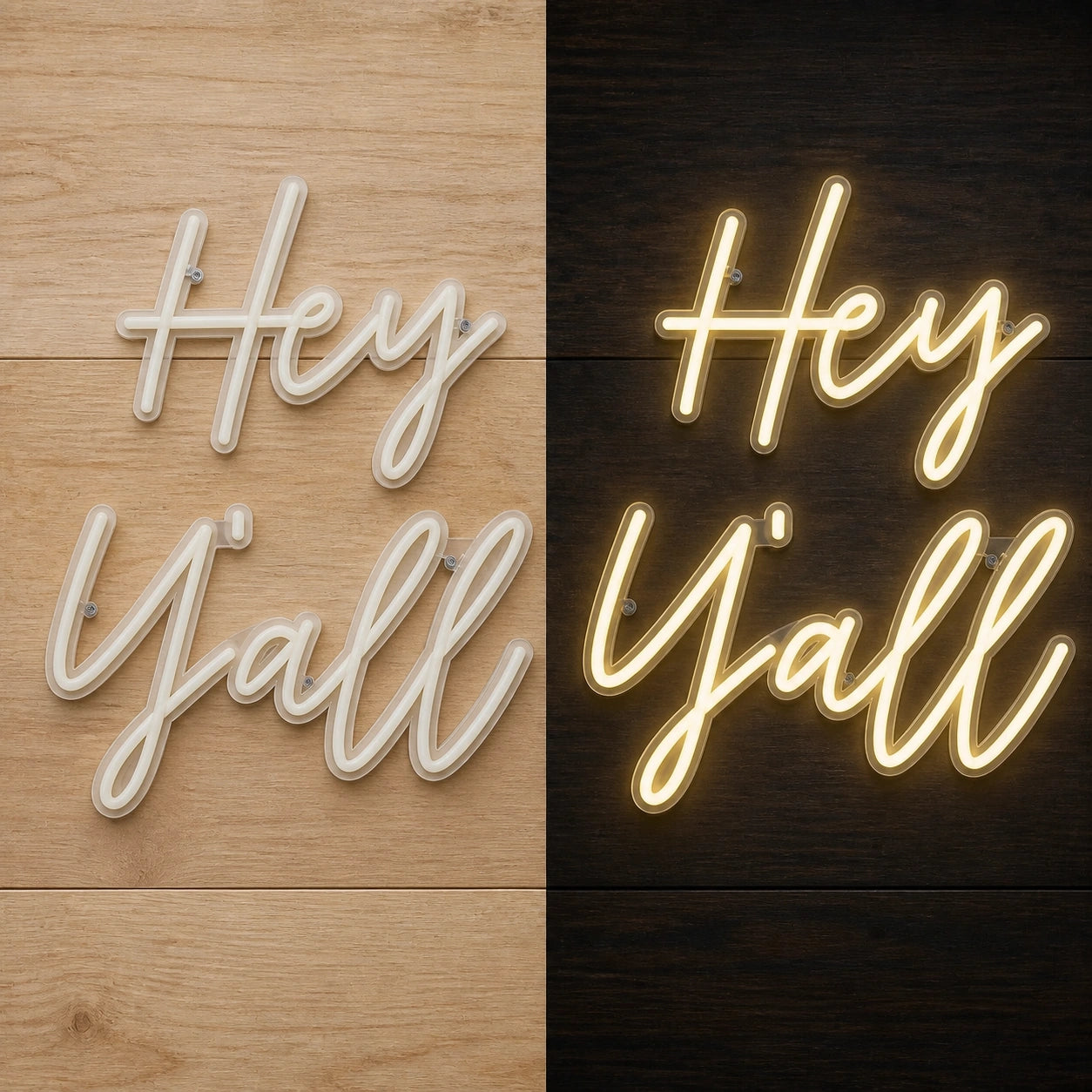 Hey Yall Vintage LED Neon Sign day and night comparison