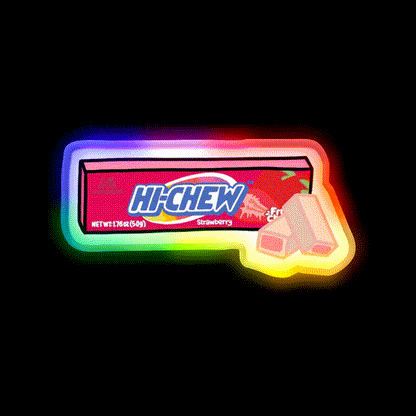 Hi Chew Strawberry Candy Snack Food Led Neon Sign Rgb Color - LED neon sign close-up detail