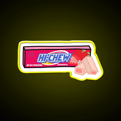 Hi Chew Strawberry Candy Snack Food Led Neon Sign Rgb Color - Custom LED neon sign front view
