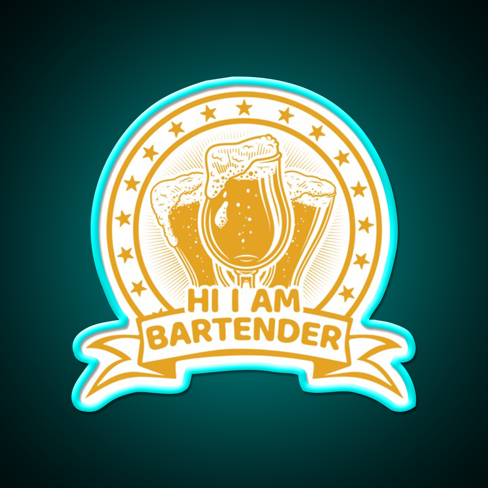 Hi I Am Bartender Man Cave Bar Led Neon Sign