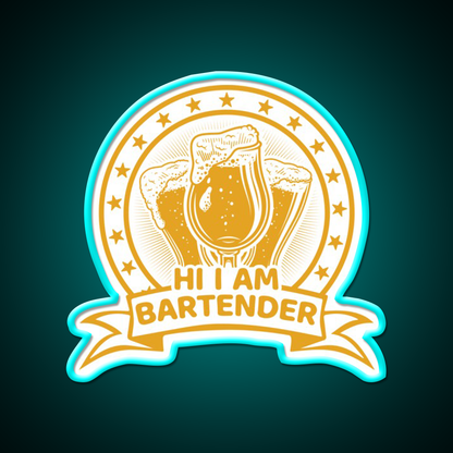 Hi I Am Bartender Man Cave Bar Led Neon Sign - Size and dimension reference