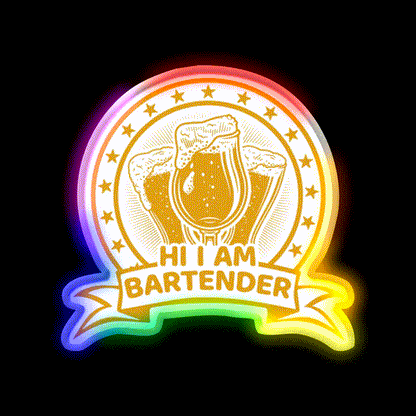 Hi I Am Bartender Man Cave Bar Led Neon Sign - LED neon sign close-up detail