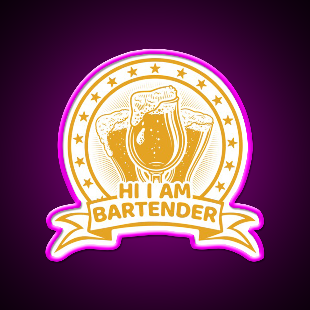 Hi I Am Bartender Man Cave Bar Led Neon Sign
