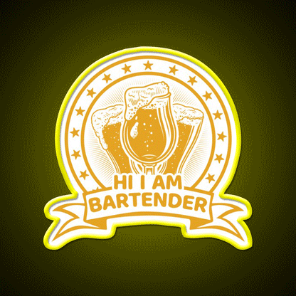 Hi I Am Bartender Man Cave Bar Led Neon Sign - Custom LED neon sign front view
