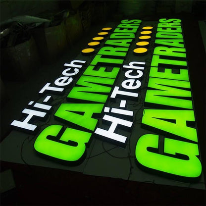Hi Tech Game Traders 3D Frontlit Letters Metal Led Sign - Shineneon
