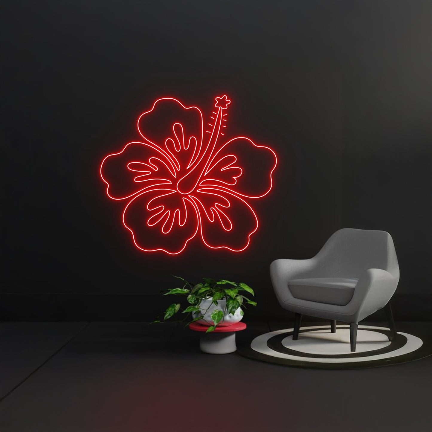 Hibiscus Flower Neon Sign Bedroom Wall Art Decoration