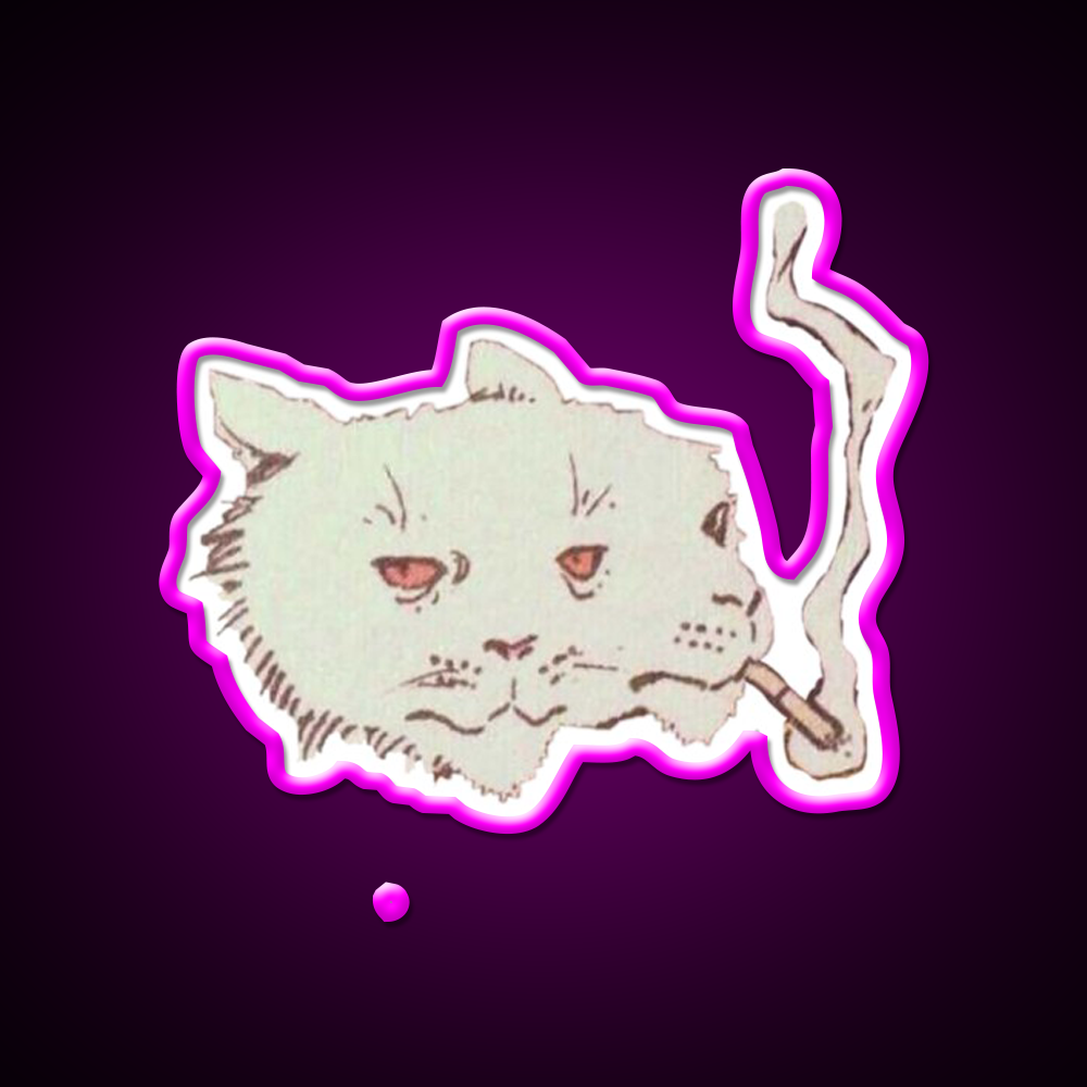 High Cat Funny Weed Hemp Inspired Green Leaf Led Neon Sign Rgb Color - Neon sign mounted on wall in room