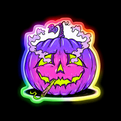 High Halloween Pumpkin Hemp Inspired Green Leaf Led Neon Sign Rgb Color - LED neon sign close-up detail