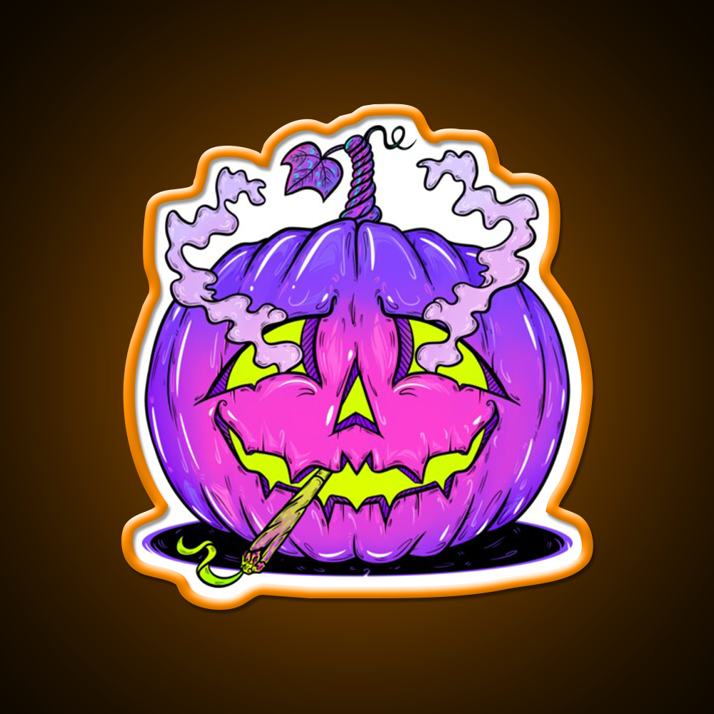 High Halloween Pumpkin Hemp Inspired Green Leaf Led Neon Sign Rgb Color - LED neon sign view 6