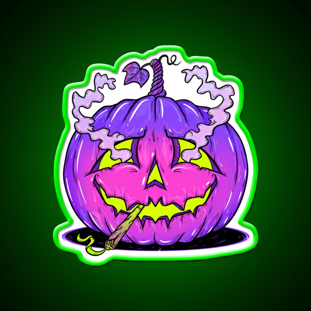 High Halloween Pumpkin Hemp Inspired Green Leaf Led Neon Sign Rgb Color - Shineneon