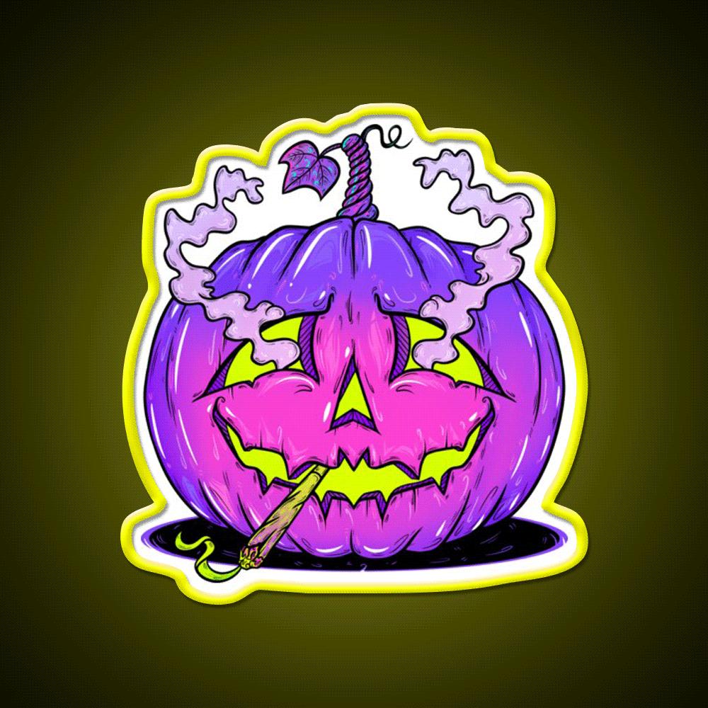 High Halloween Pumpkin Hemp Inspired Green Leaf Led Neon Sign Rgb Color - Custom LED neon sign front view