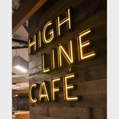 High Line Cafe 3D Frontlit And Backlit Channel Letter Led Light Sign - Shineneon