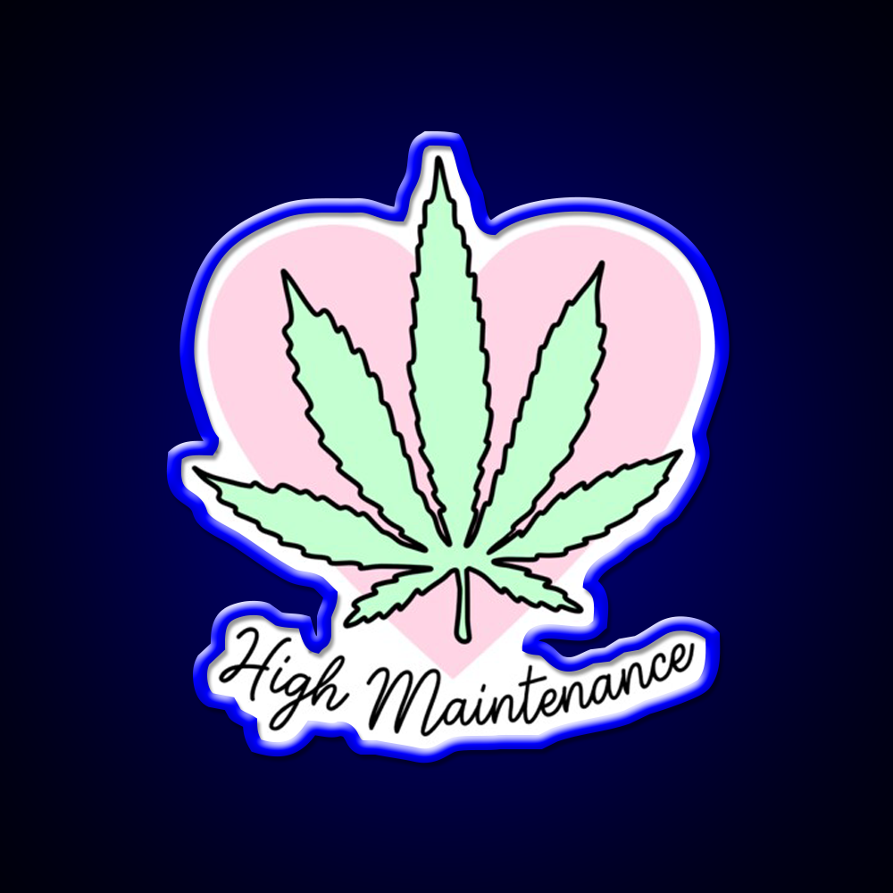 High Maintenance Hemp Inspired Green Leaf Led Neon Sign Rgb Color