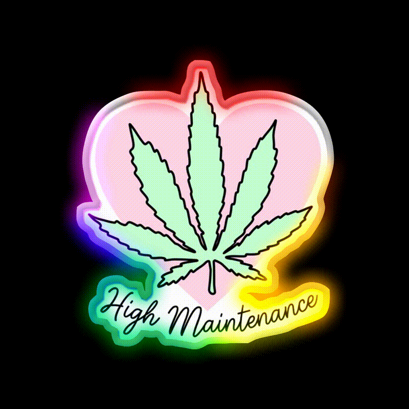 High Maintenance Hemp Inspired Green Leaf Led Neon Sign Rgb Color