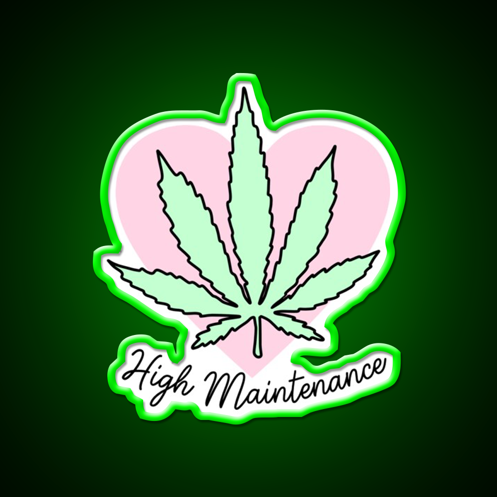 High Maintenance Hemp Inspired Green Leaf Led Neon Sign Rgb Color