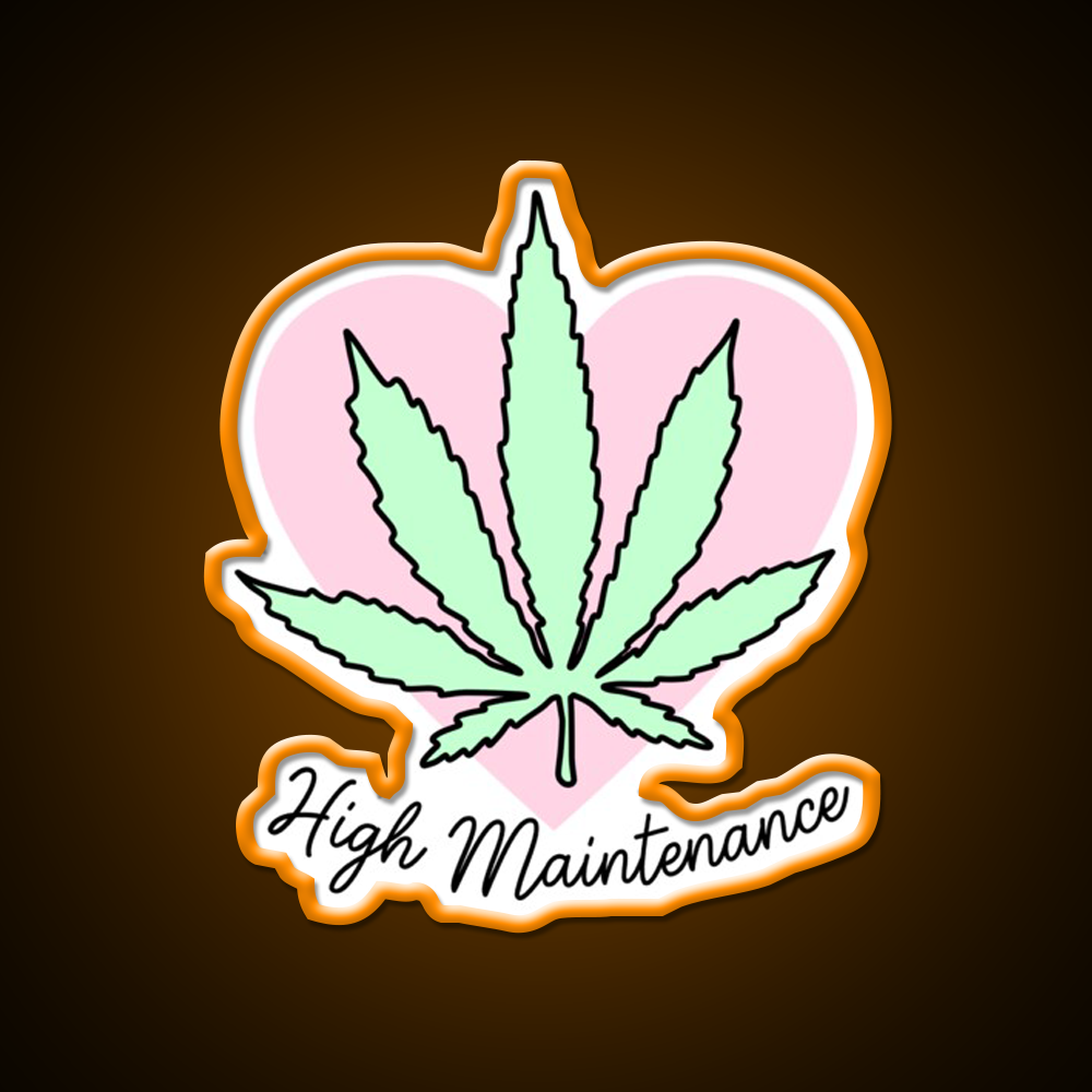 High Maintenance Hemp Inspired Green Leaf Led Neon Sign Rgb Color - LED neon sign view 6