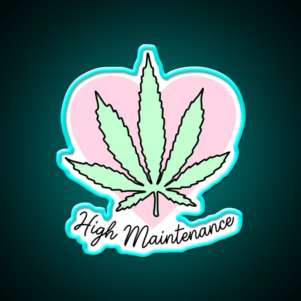 High Maintenance Hemp Inspired Green Leaf Led Neon Sign Rgb Color - Shineneon